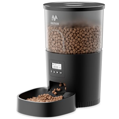 Automatic Cat Feeders, 3L Timed Cat Dry Food Dispenser, Dual Power Supply, Programmable Portion Size, 1-6 Meals Per Day, Auto Pet Feeder for Cats and Small Dogs