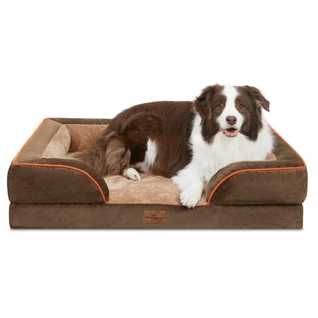 Comfort Expression Waterproof Orthopedic Foam Dog Beds, XXL Orthopedic Dog Bed for Extra Large Dogs, Washable Dog Sofa Bed with Removable Cover & Non-Slip Bottom(XX-Large,Dark Grey)