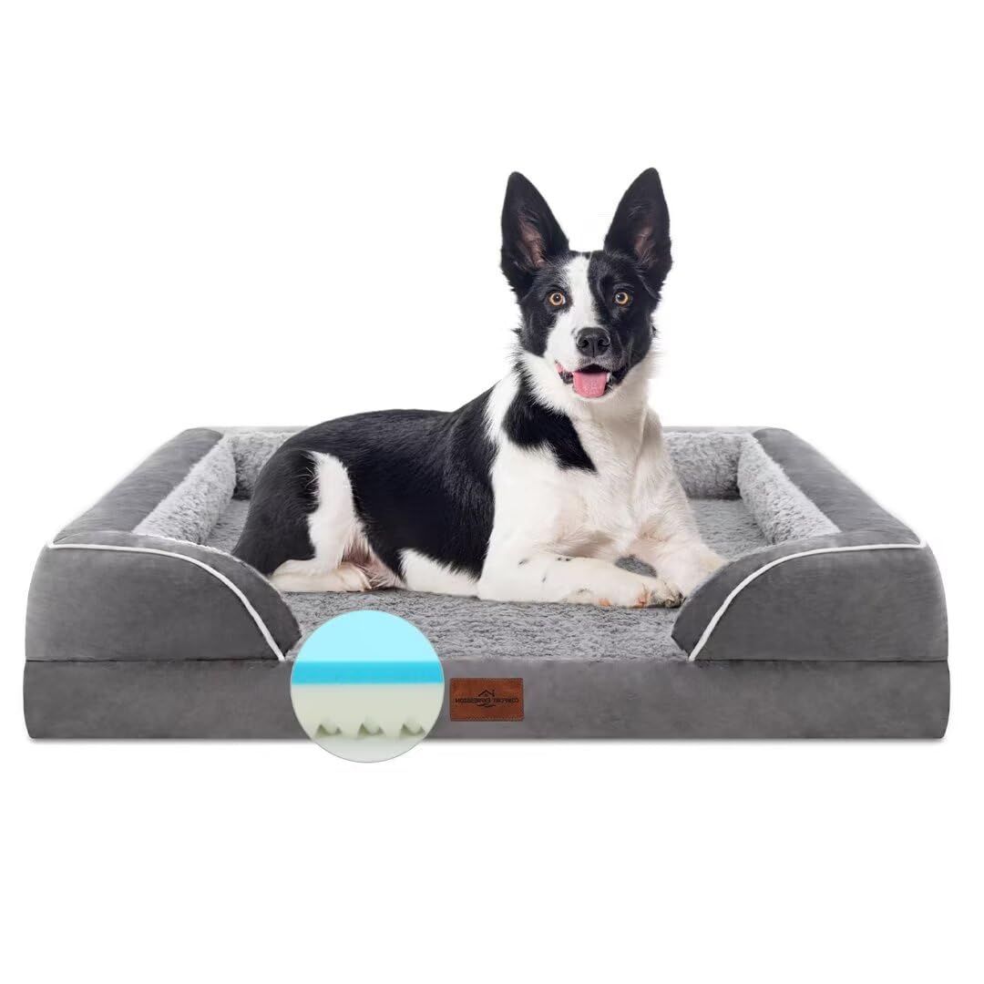 Comfort Expression Waterproof Orthopedic Foam Dog Beds, XXL Orthopedic Dog Bed for Extra Large Dogs, Washable Dog Sofa Bed with Removable Cover & Non-Slip Bottom(XX-Large,Dark Grey)