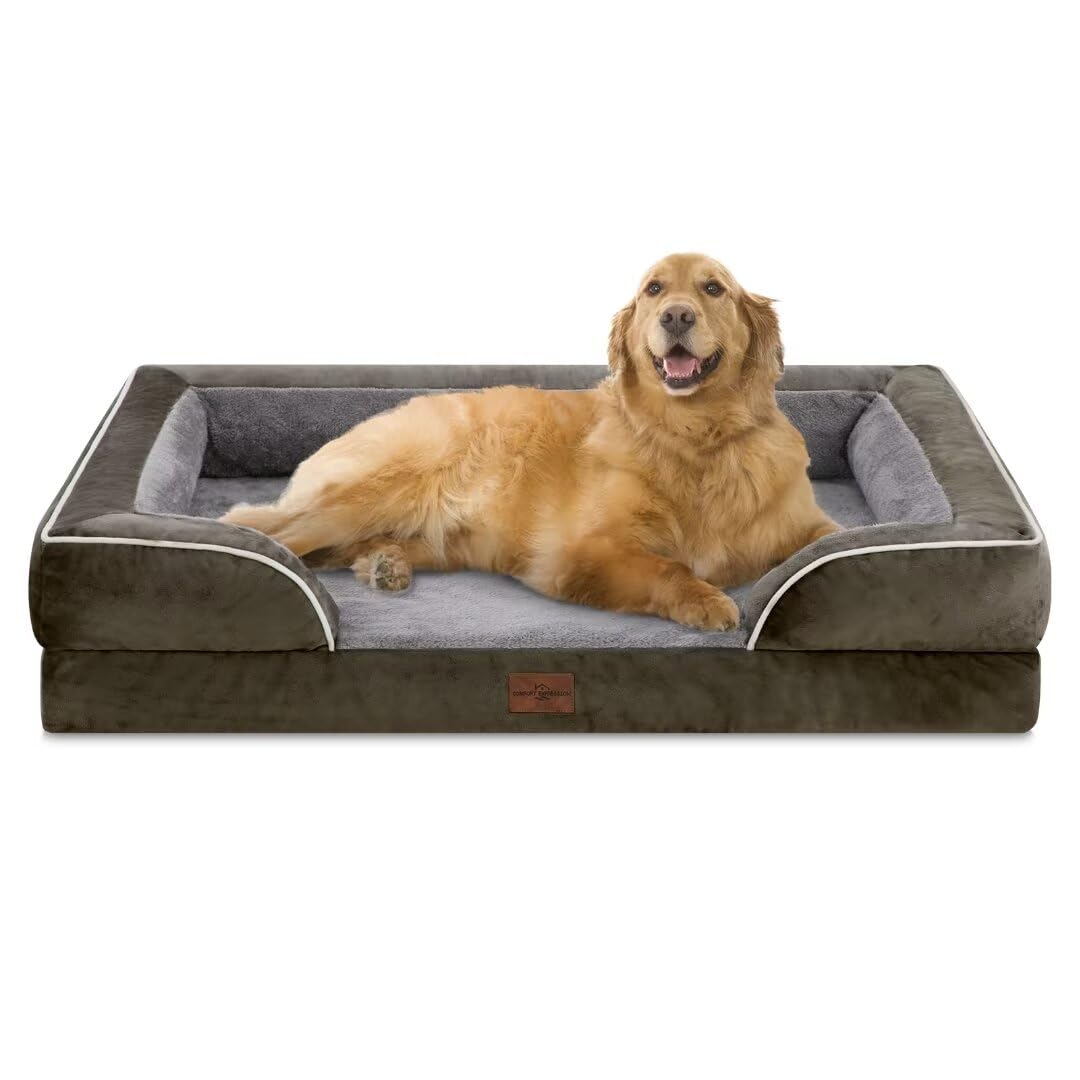 Comfort Expression Waterproof Orthopedic Foam Dog Beds, XXL Orthopedic Dog Bed for Extra Large Dogs, Washable Dog Sofa Bed with Removable Cover & Non-Slip Bottom(XX-Large,Dark Grey)