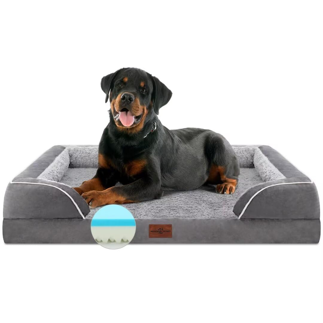 Comfort Expression Waterproof Orthopedic Foam Dog Beds, XXL Orthopedic Dog Bed for Extra Large Dogs, Washable Dog Sofa Bed with Removable Cover & Non-Slip Bottom(XX-Large,Dark Grey)