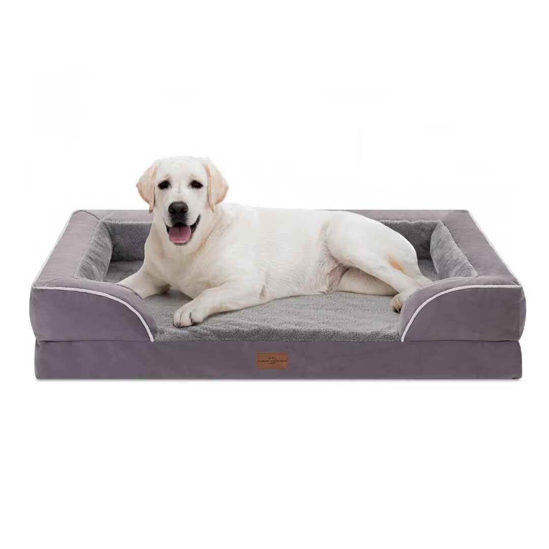 Comfort Expression Waterproof Orthopedic Foam Dog Beds, XXL Orthopedic Dog Bed for Extra Large Dogs, Washable Dog Sofa Bed with Removable Cover & Non-Slip Bottom(XX-Large,Dark Grey)