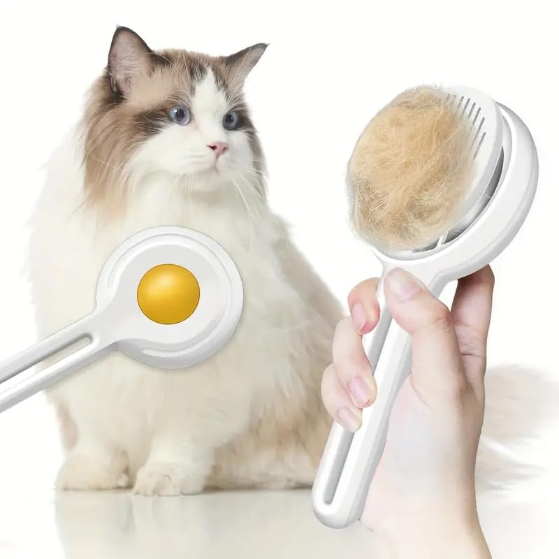 3 in 1 Cat Steam Brush, Pet Spray Hair Removal Comb for Shedding & Grooming, Water Brush for Cats Dogs Small Animals Long Short Haired with One-Click Release Button(White)