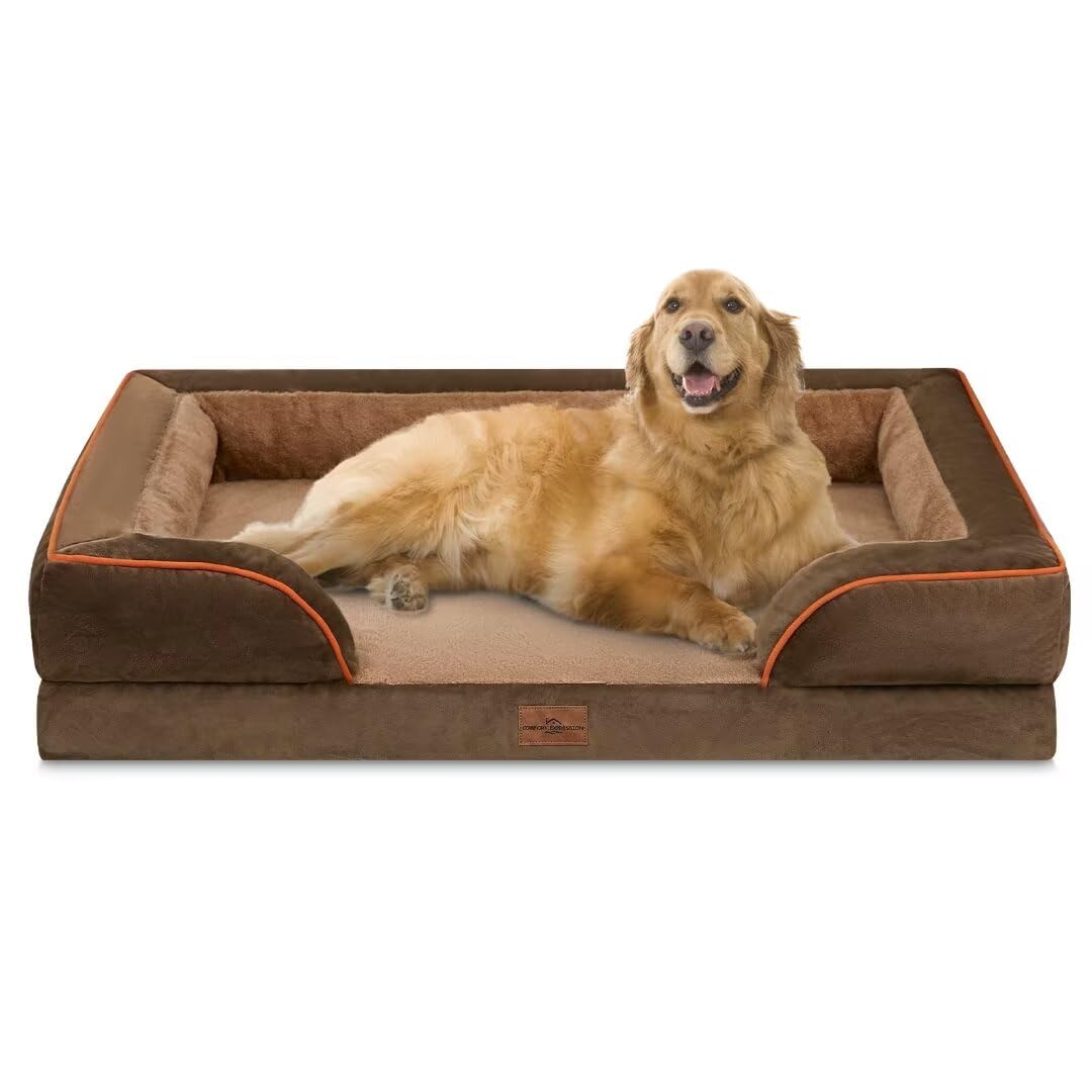 Comfort Expression Waterproof Orthopedic Foam Dog Beds, XXL Orthopedic Dog Bed for Extra Large Dogs, Washable Dog Sofa Bed with Removable Cover & Non-Slip Bottom(XX-Large,Dark Grey)