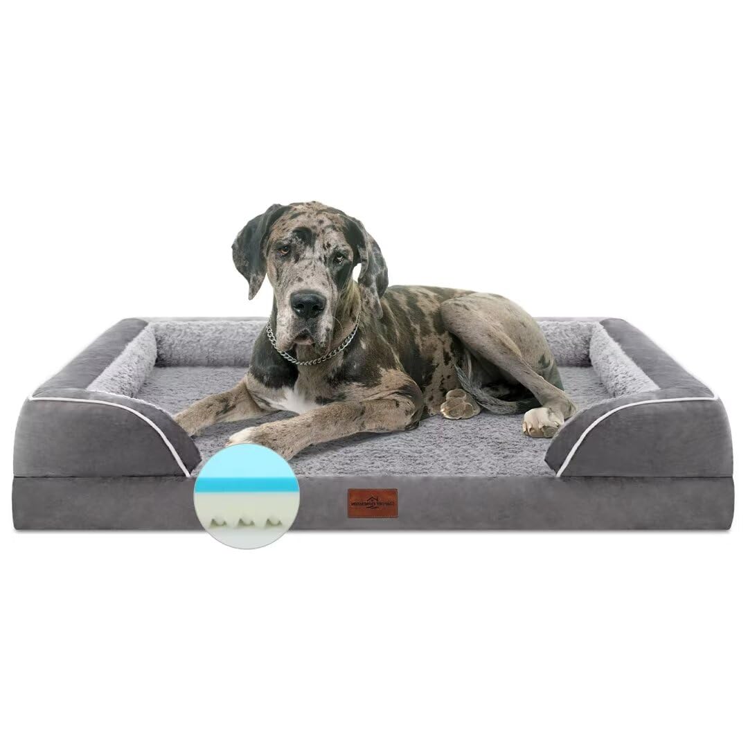 Comfort Expression Waterproof Orthopedic Foam Dog Beds, XXL Orthopedic Dog Bed for Extra Large Dogs, Washable Dog Sofa Bed with Removable Cover & Non-Slip Bottom(XX-Large,Dark Grey)