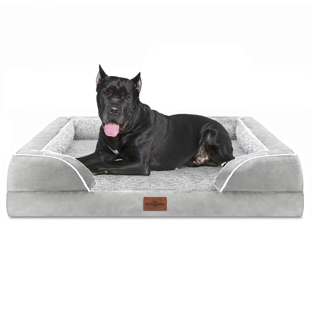 Comfort Expression Waterproof Orthopedic Foam Dog Beds, XXL Orthopedic Dog Bed for Extra Large Dogs, Washable Dog Sofa Bed with Removable Cover & Non-Slip Bottom(XX-Large,Dark Grey)