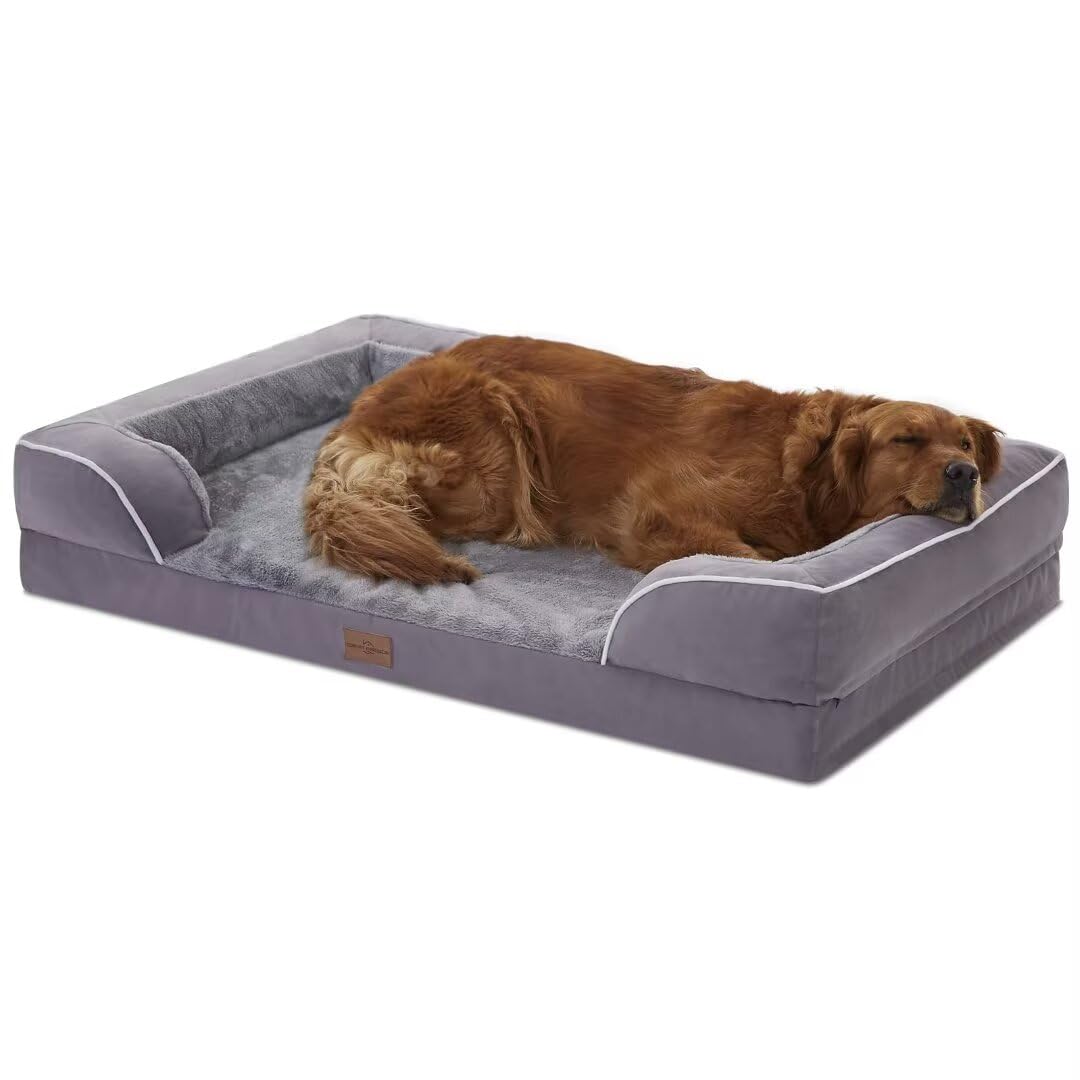 Comfort Expression Waterproof Orthopedic Foam Dog Beds, XXL Orthopedic Dog Bed for Extra Large Dogs, Washable Dog Sofa Bed with Removable Cover & Non-Slip Bottom(XX-Large,Dark Grey)