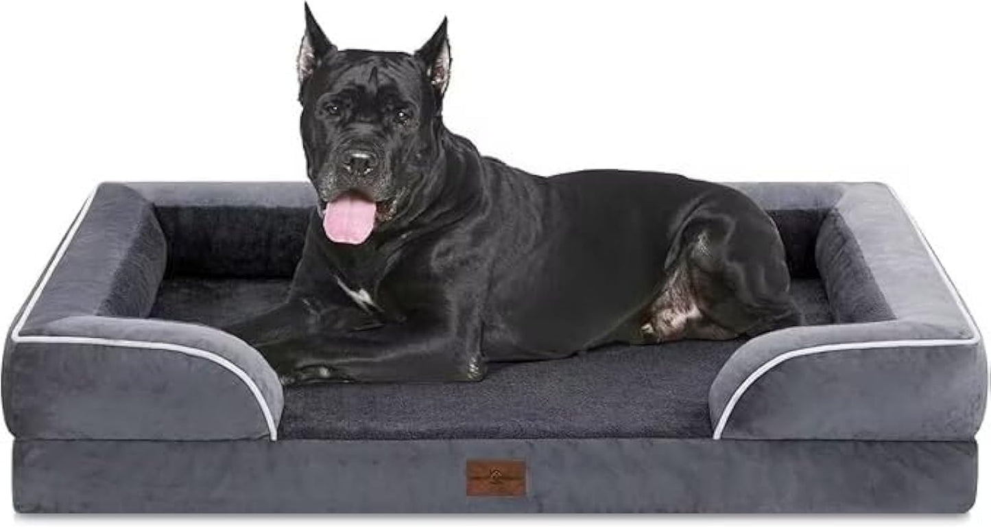 Comfort Expression Waterproof Orthopedic Foam Dog Beds, XXL Orthopedic Dog Bed for Extra Large Dogs, Washable Dog Sofa Bed with Removable Cover & Non-Slip Bottom(XX-Large,Dark Grey)
