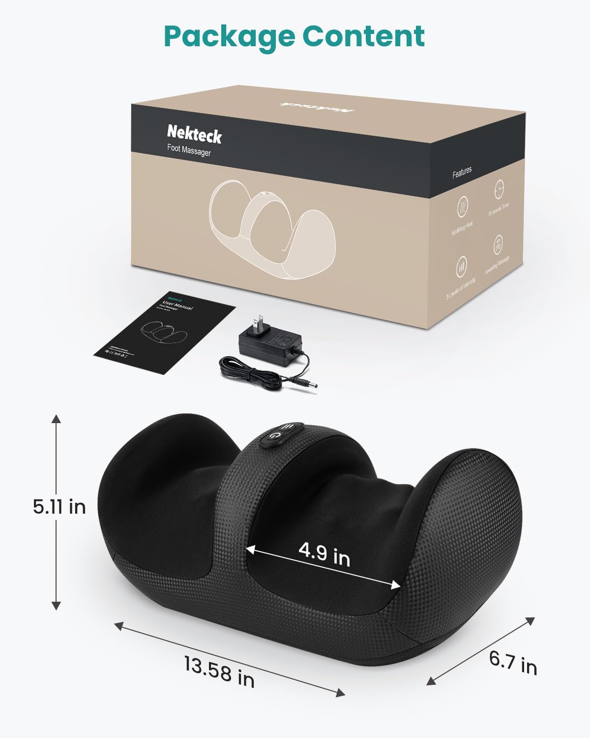 Nekteck Foot Massager with Heat & Foot Roller, Shiatsu Calf Leg Massager for Circulation and Neuropathy Pain Relief for Feet Care Home Office Gadgets Relaxing Massage Tools for Women Men Mom Dad