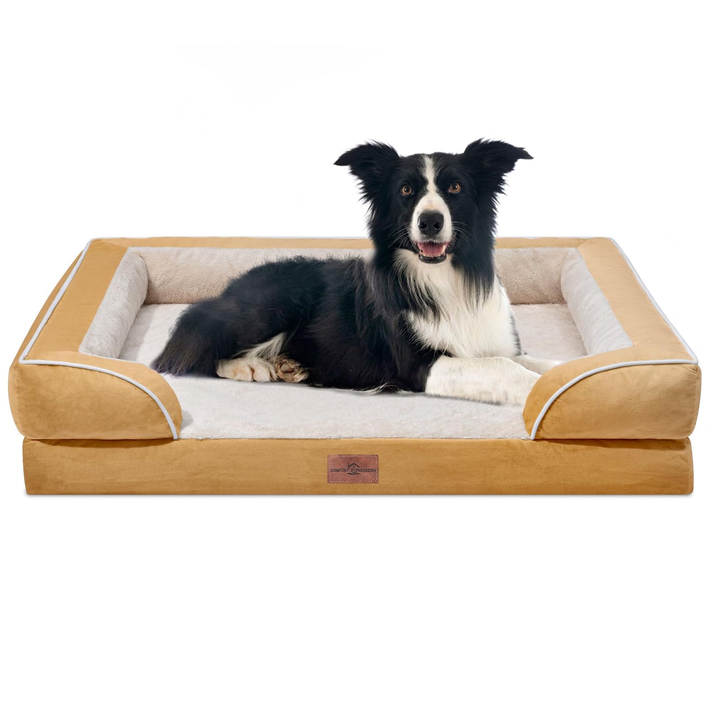 Comfort Expression Waterproof Orthopedic Foam Dog Beds, XXL Orthopedic Dog Bed for Extra Large Dogs, Washable Dog Sofa Bed with Removable Cover & Non-Slip Bottom(XX-Large,Dark Grey)