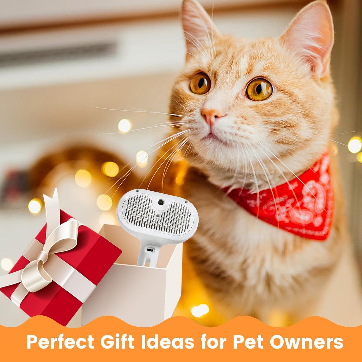 3 in 1 Cat Steam Brush, Pet Spray Hair Removal Comb for Shedding & Grooming, Water Brush for Cats Dogs Small Animals Long Short Haired with One-Click Release Button(White)