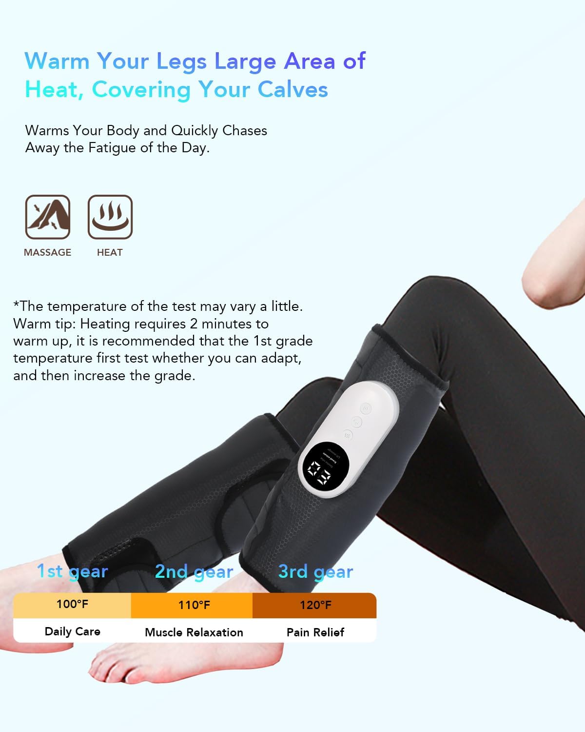 Calf Air Compression Massager for Circulation and Pain Relief, Leg Massager with Heat, Relieve Fatigue, Help for Edema and Varicose Veins, Gifts (Calf: Within 22.5 inches)