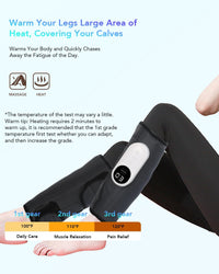 Calf Air Compression Massager for Circulation and Pain Relief, Leg Massager with Heat, Relieve Fatigue, Help for Edema and Varicose Veins, Gifts (Calf: Within 22.5 inches)