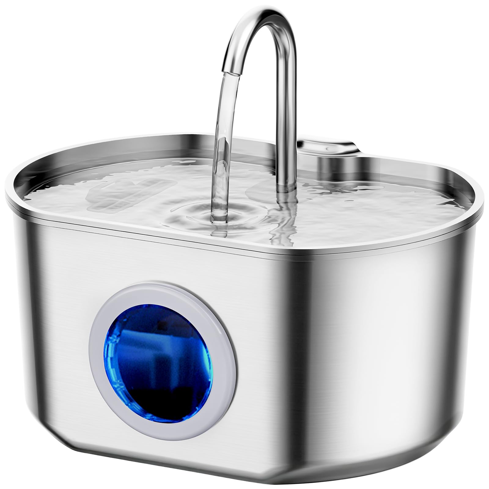 Cat Water Fountain Stainless Steel: 108oz/3.2L Cat Fountain for Drinking- Pet Water Fountain for Cats Inside - Automatic Cat Water Dispenser Bowl - Cat Feeding & Watering Supplies - Water Level Window