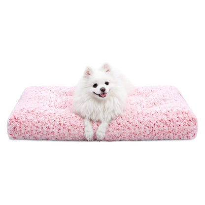 KSIIA Washable Dog Bed Deluxe Plush Dog Crate Beds Comfy Kennel Pad Anti-Slip Pet Sleeping Mat for Large, Jumbo, Medium, Small Dogs Breeds, 35" x 23", Gray