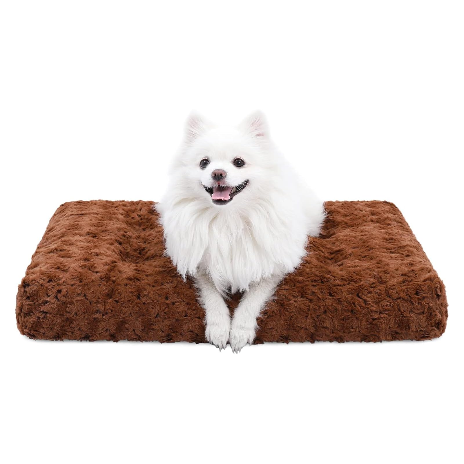 KSIIA Washable Dog Bed Deluxe Plush Dog Crate Beds Comfy Kennel Pad Anti-Slip Pet Sleeping Mat for Large, Jumbo, Medium, Small Dogs Breeds, 35" x 23", Gray