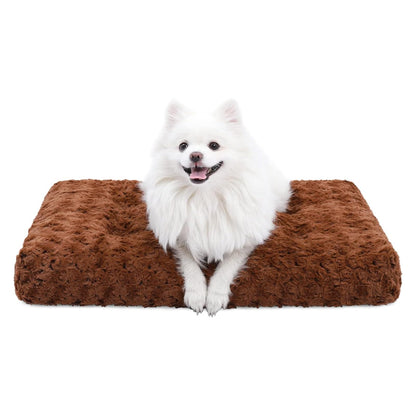 KSIIA Washable Dog Bed Deluxe Plush Dog Crate Beds Comfy Kennel Pad Anti-Slip Pet Sleeping Mat for Large, Jumbo, Medium, Small Dogs Breeds, 35" x 23", Gray
