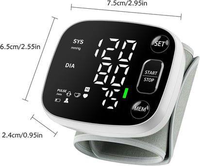 Oklar Blood Pressure Monitors for Home Use Rechargeable Wrist Digital BP Machine Cuff with LED Backlit Display, Voice Broadcast, 240 Memory Storage for 2 Users with Carrying Case