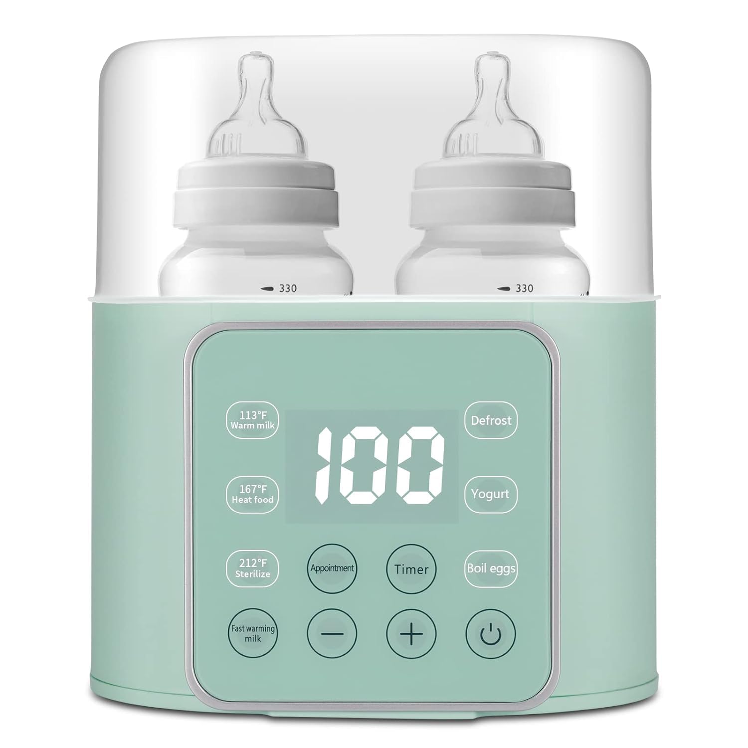 Baby Bottle Warmer 9-in-1 Multifuntion Breast Milk Warmer, Fast Baby Food Heater and Defrost Warmer with Timer for Twins, LCD Display Accurate Temperature Adjustment, 24H Constant Mode