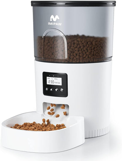 Automatic Cat Feeders, 3L Timed Cat Dry Food Dispenser, Dual Power Supply, Programmable Portion Size, 1-6 Meals Per Day, Auto Pet Feeder for Cats and Small Dogs