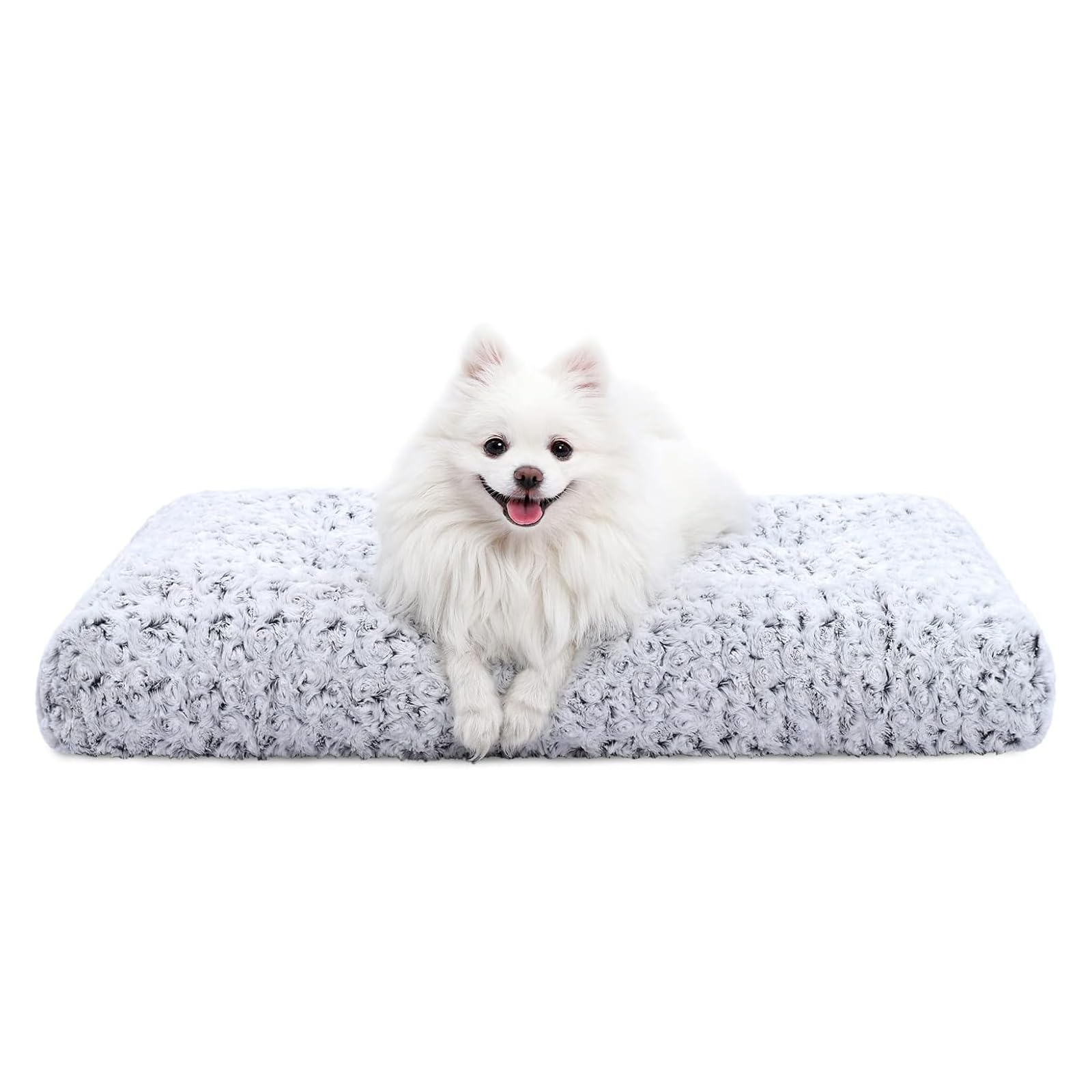 KSIIA Washable Dog Bed Deluxe Plush Dog Crate Beds Comfy Kennel Pad Anti-Slip Pet Sleeping Mat for Large, Jumbo, Medium, Small Dogs Breeds, 35" x 23", Gray