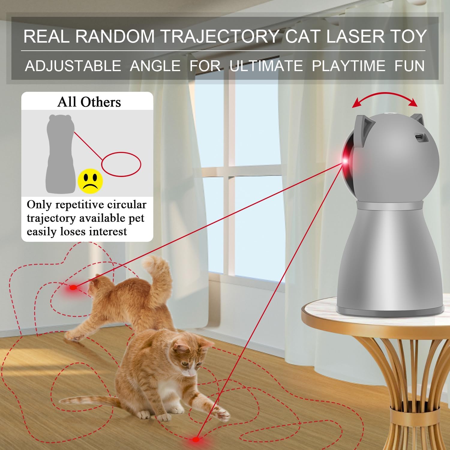 YVE LIFE Laser Cat Toys for Indoor Cats,The 4th Generation Real Random Trajectory Motion Activated Rechargeable Automatic Cat Laser Toy,Interactive Cat Toys for Bored Indoor Adult Cats/Kittens (Gray)