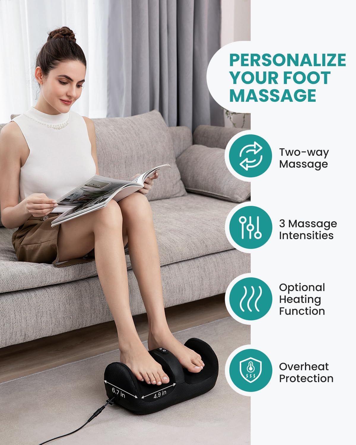 Nekteck Foot Massager with Heat & Foot Roller, Shiatsu Calf Leg Massager for Circulation and Neuropathy Pain Relief for Feet Care Home Office Gadgets Relaxing Massage Tools for Women Men Mom Dad