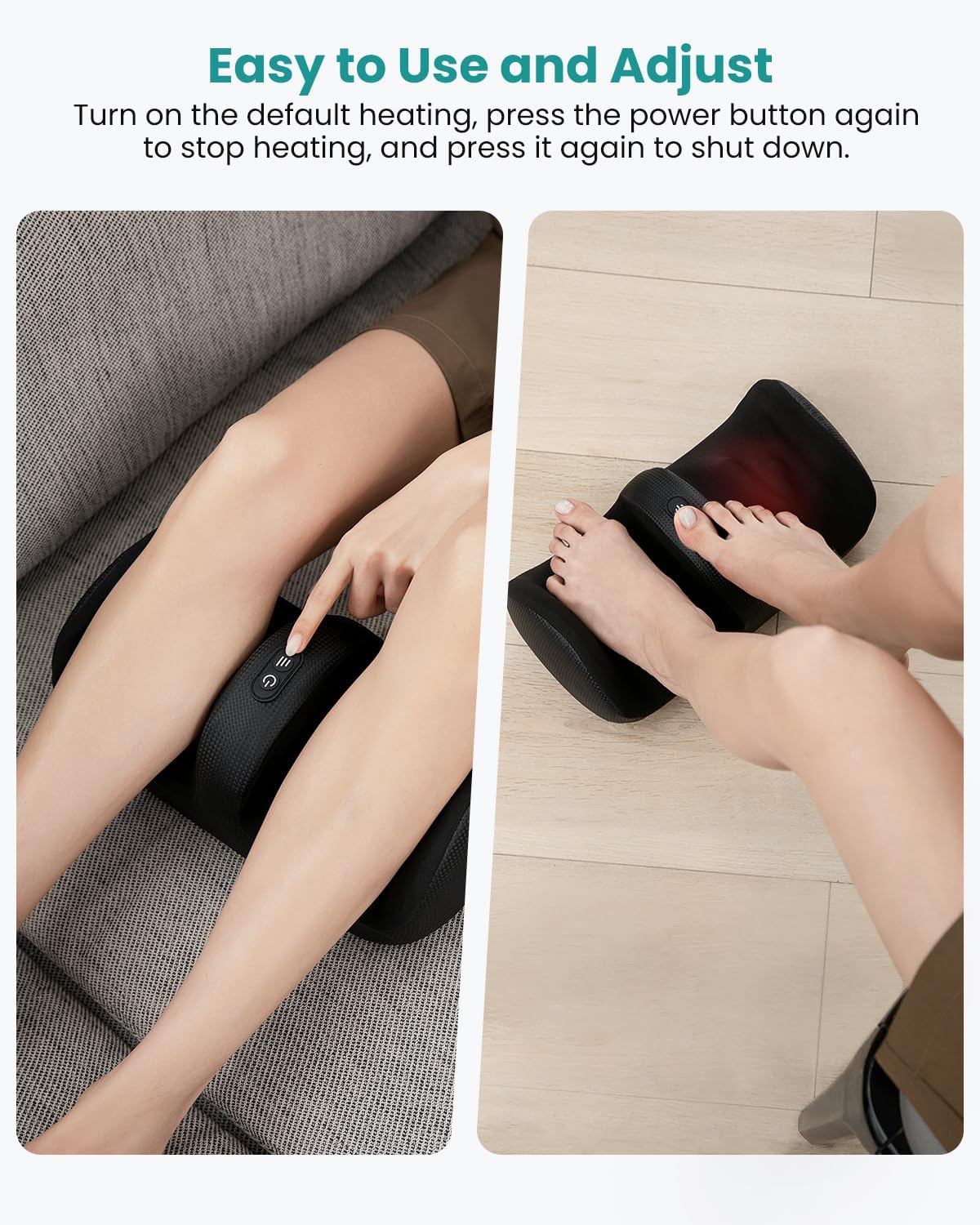 Nekteck Foot Massager with Heat & Foot Roller, Shiatsu Calf Leg Massager for Circulation and Neuropathy Pain Relief for Feet Care Home Office Gadgets Relaxing Massage Tools for Women Men Mom Dad