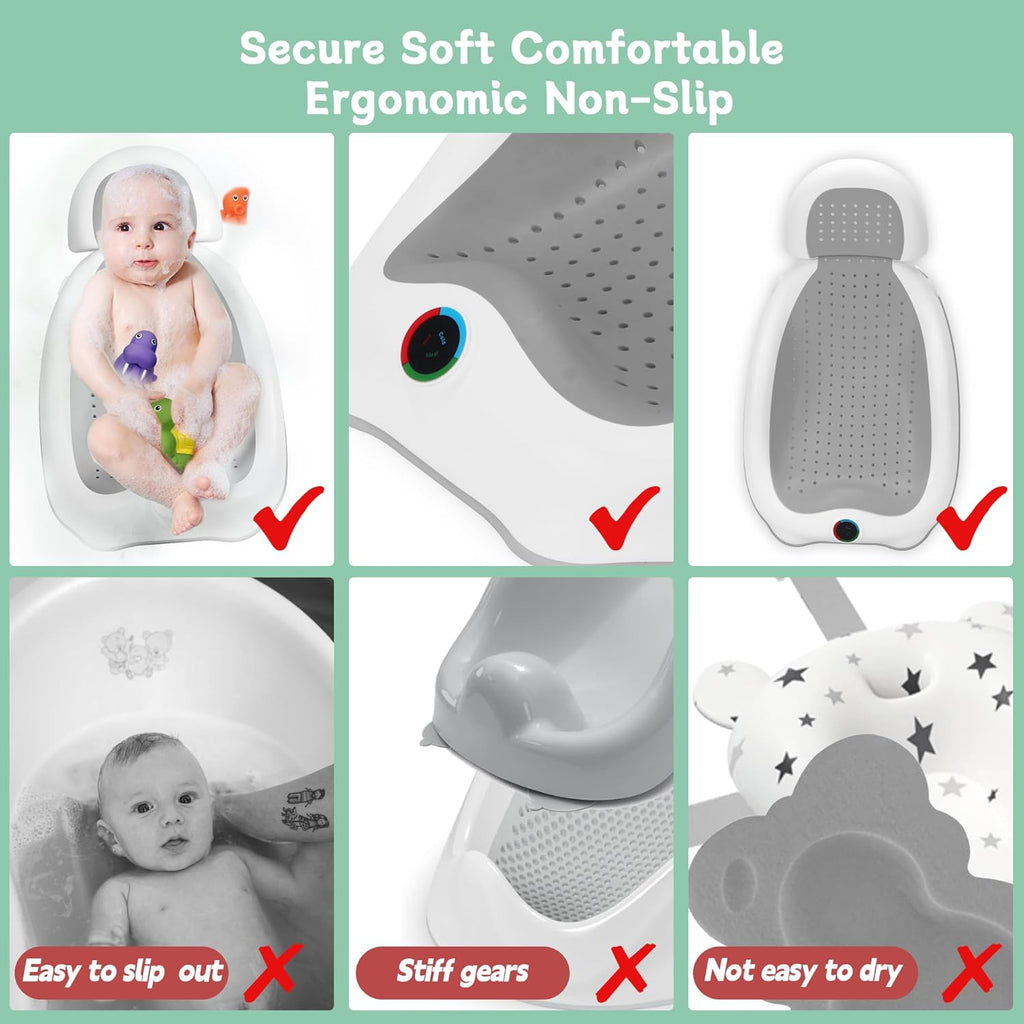 Baby Bath Support Newborn Bathtub with Thermometer,Foldable Baby Tubs for Newborns Baby Bathtub,Soft Sink Baby Bath Tub for Newborn Tub Infant Bathtub Baby Bather,Baby Tub Baby Bath