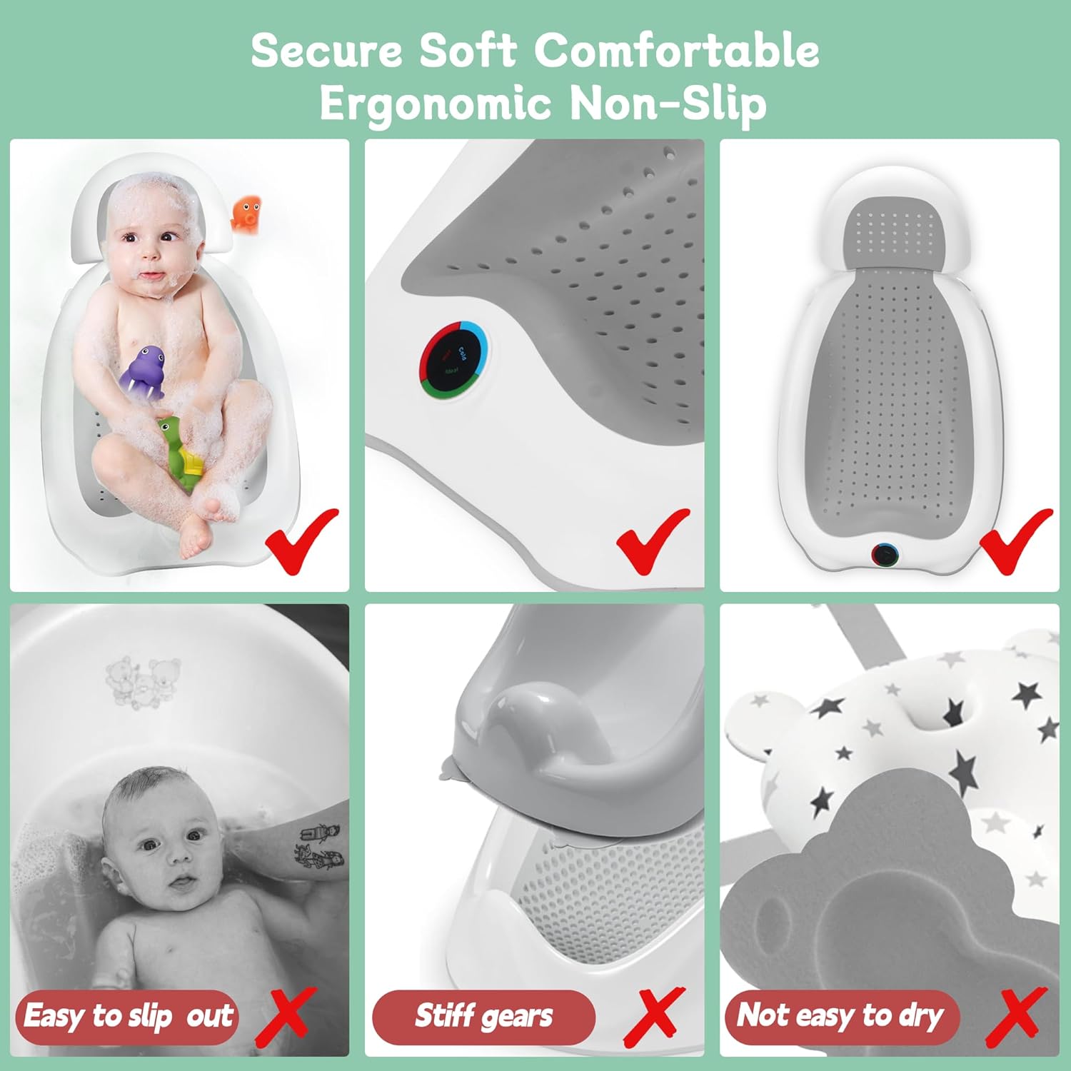 Baby Bath Support Newborn Bathtub with Thermometer,Foldable Baby Tubs for Newborns Baby Bathtub,Soft Sink Baby Bath Tub for Newborn Tub Infant Bathtub Baby Bather,Baby Tub Baby Bath