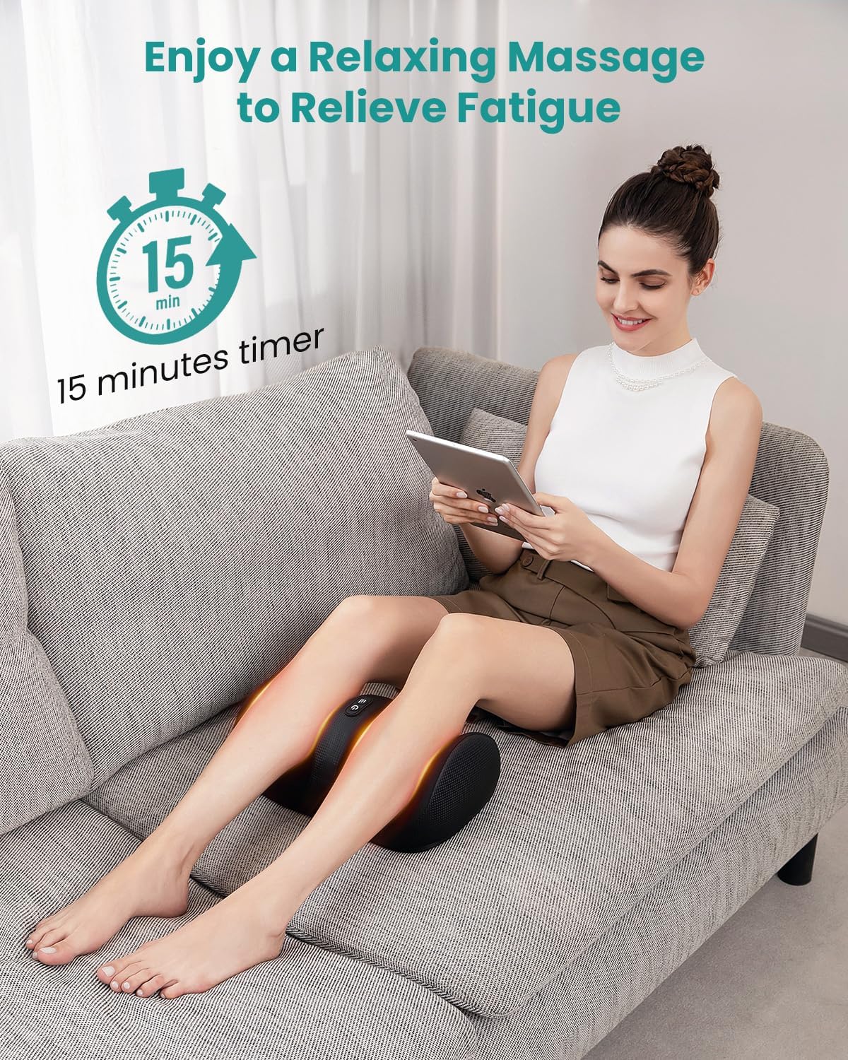 Nekteck Foot Massager with Heat & Foot Roller, Shiatsu Calf Leg Massager for Circulation and Neuropathy Pain Relief for Feet Care Home Office Gadgets Relaxing Massage Tools for Women Men Mom Dad